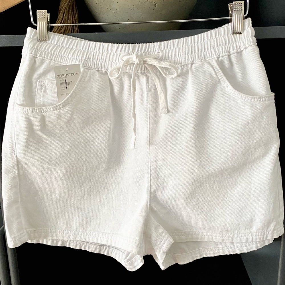 TOPSHOP NWT Millie Pull-on Cotton Shorts with Drawstrings in White Size 8